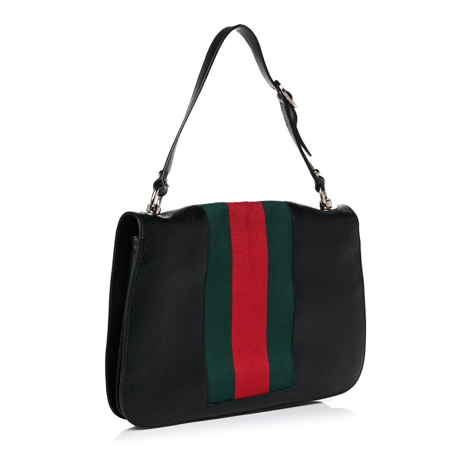Pebbled Calfskin Web Blondie Hobo Black