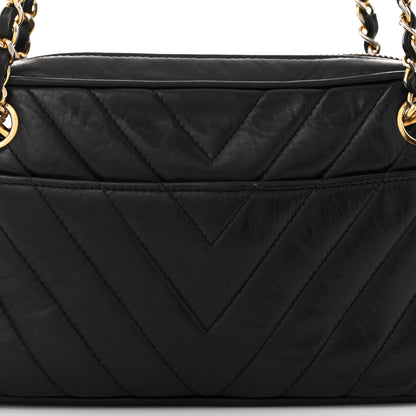 Chanel Lambskin Chevron Quilted Small Camera Case Black 9 of 14
