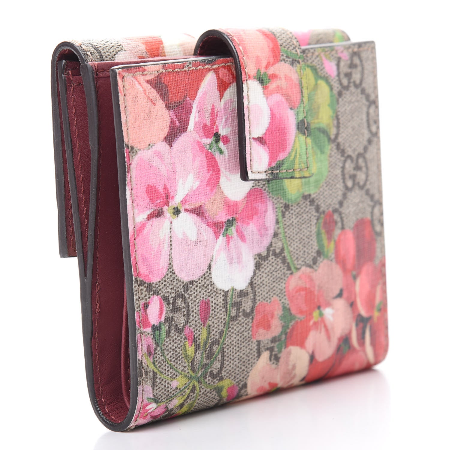 Gucci GG Supreme Monogram Blooms French Flap Wallet Beige Multicolor Dry Rose 3 of 10