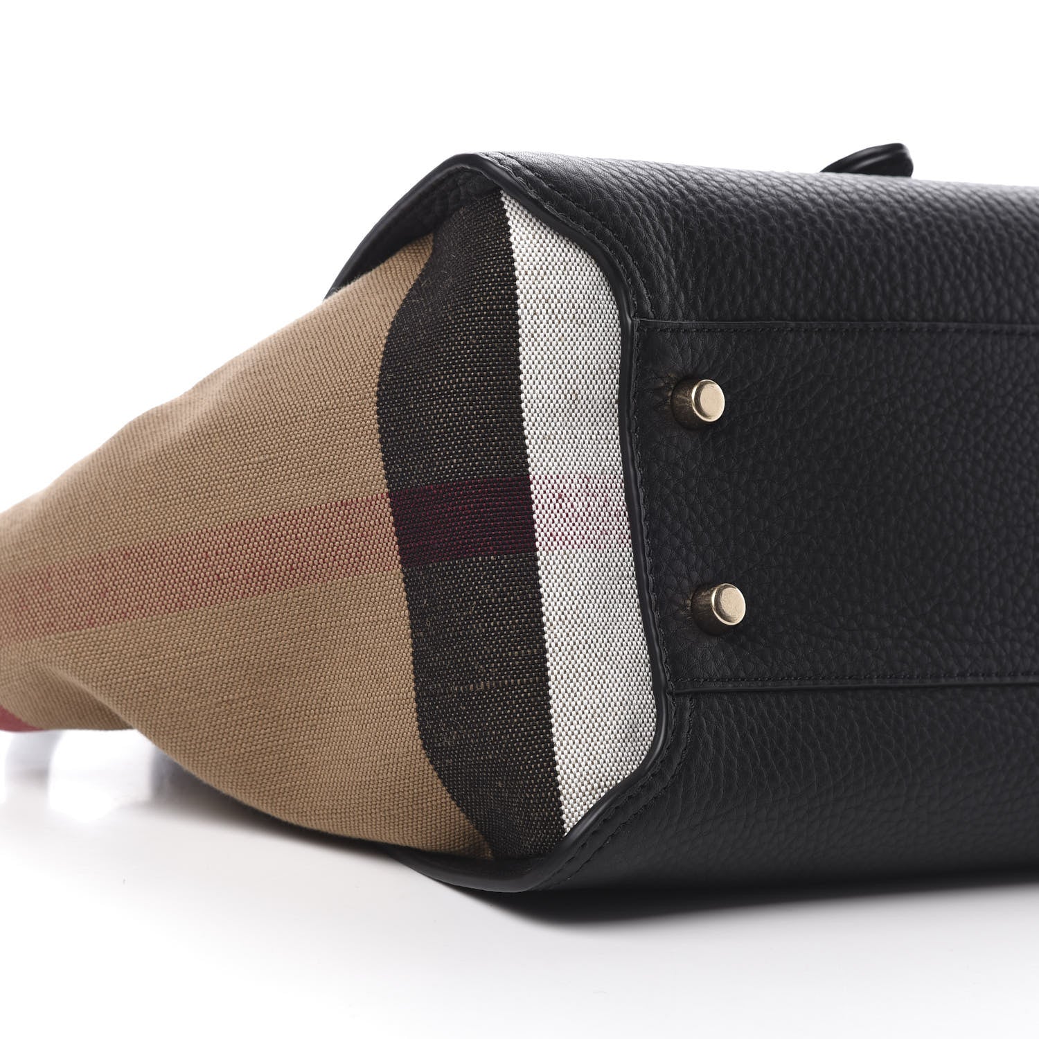 Burberry Canvas Mega Check Grained Calfskin Medium Harcourt Satchel Black 11 of 12