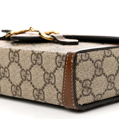 Gucci GG Supreme Monogram Mini Horsebit 1955 Shoulder Bag Beige Brown Sugar 8 of 9