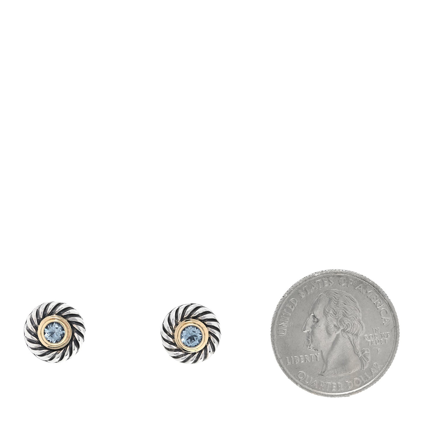 Sterling Silver 14K Yellow Gold Blue Topaz Cookie Cable Earrings