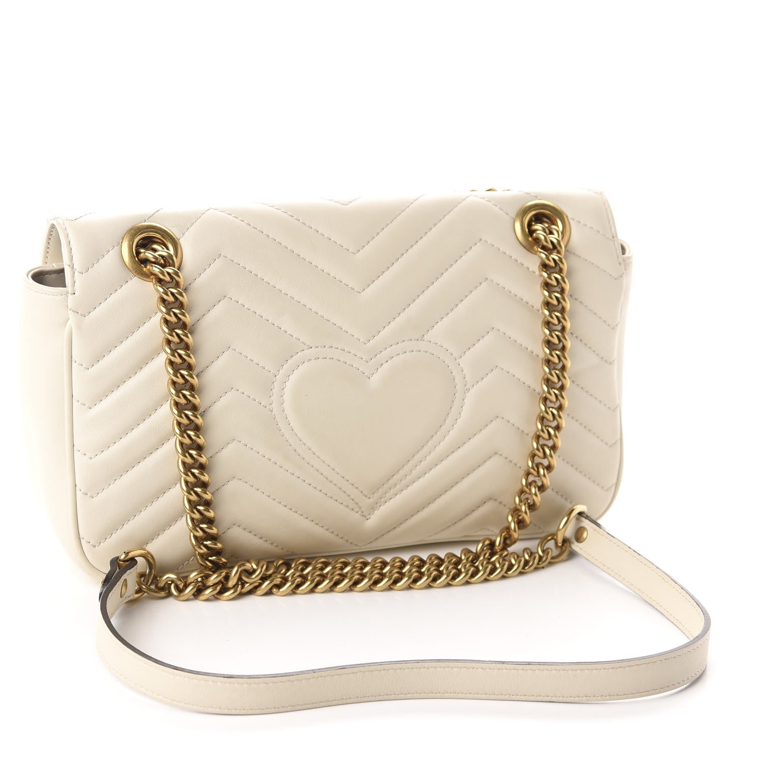 Gucci Calfskin Matelasse Small GG Marmont Shoulder Bag White 3 of 11