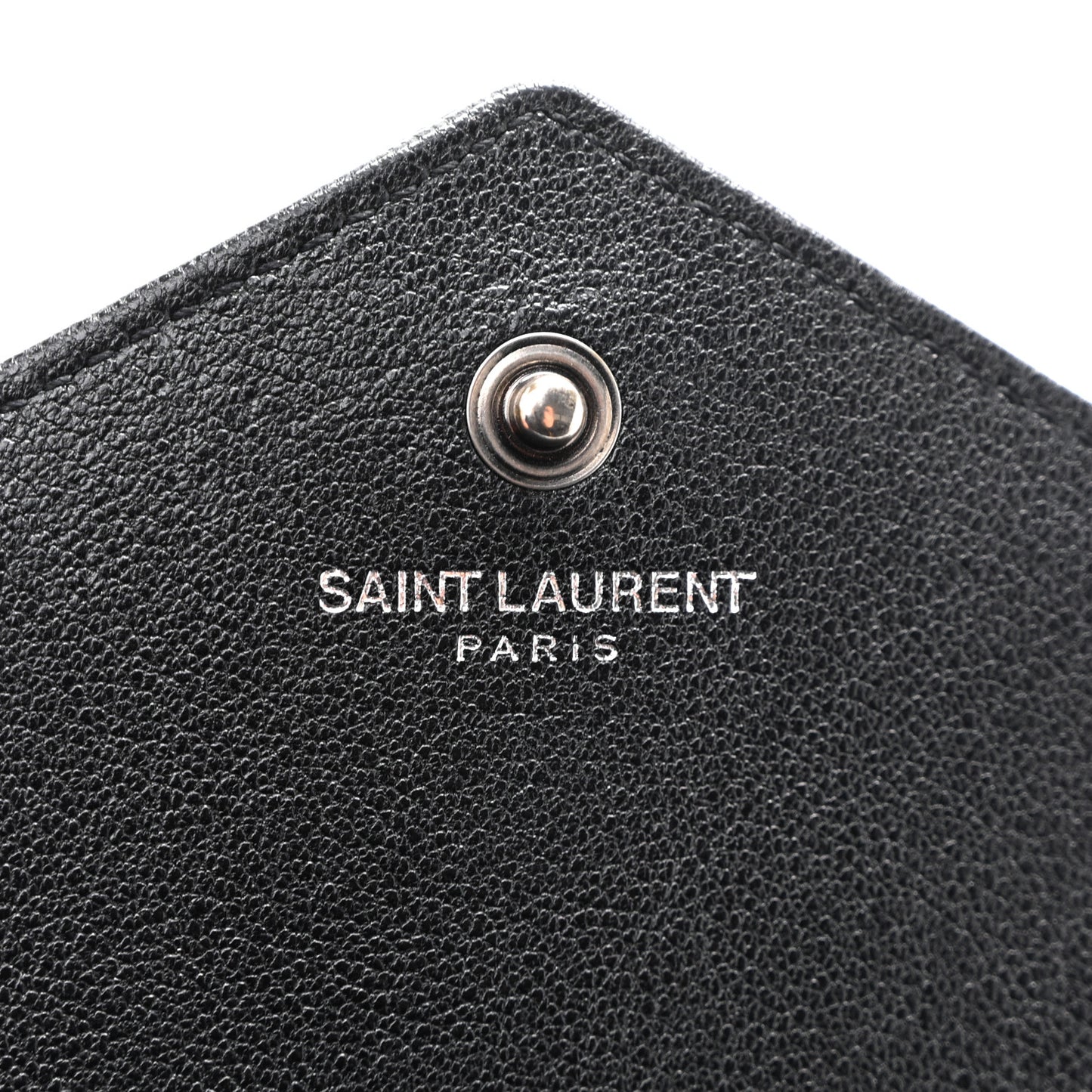 Sheepskin Tri-Quilt Monogram Envelope Chain Wallet Black