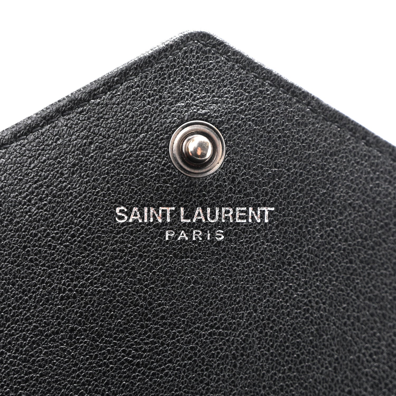 Saint Laurent Sheepskin Tri-Quilt Monogram Envelope Chain Wallet Black 6 of 13