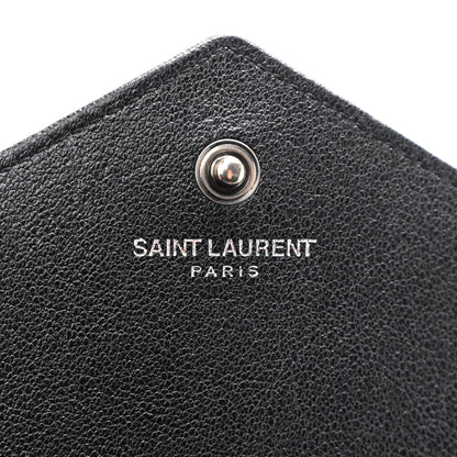 Saint Laurent Sheepskin Tri-Quilt Monogram Envelope Chain Wallet Black 6 of 13