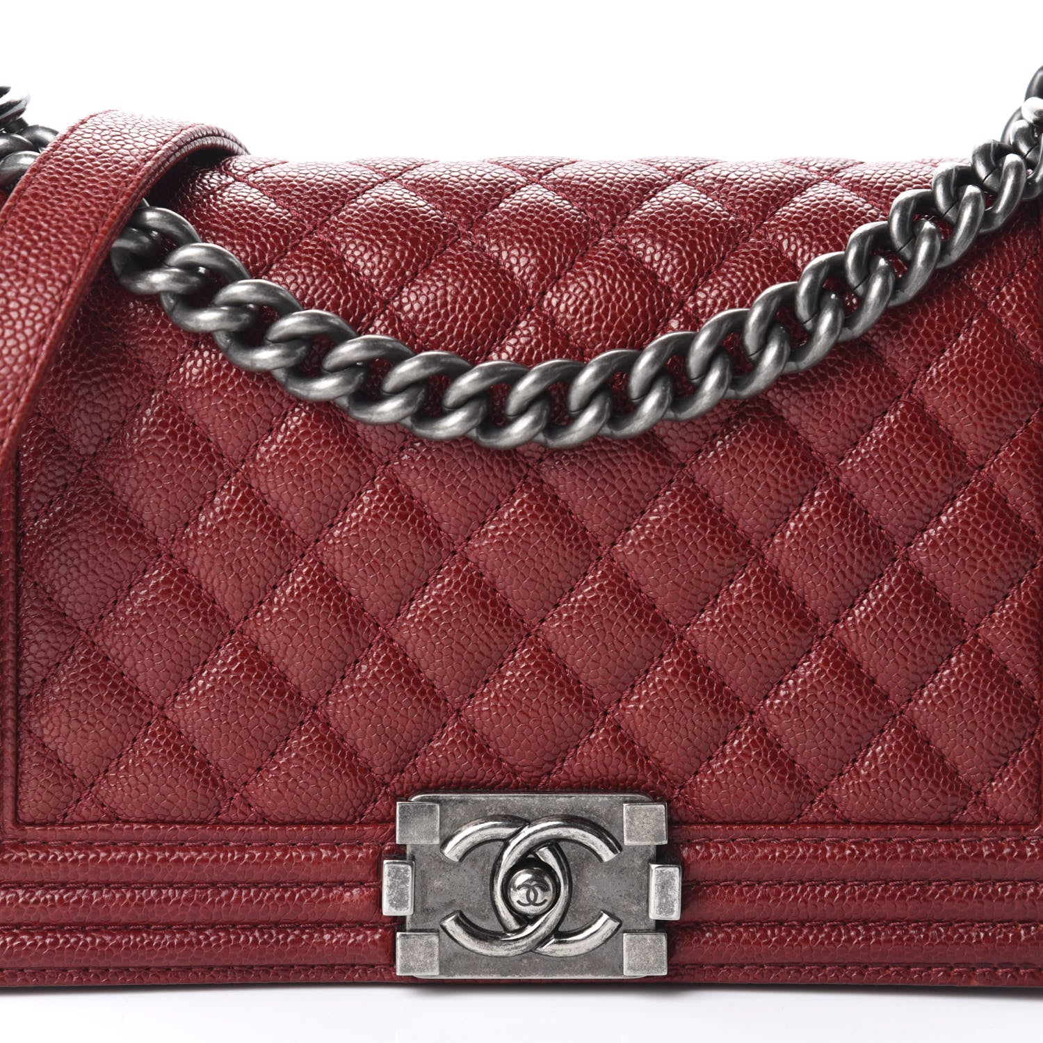 Chanel Caviar Quilted Medium Boy Flap Dark Red 14 of 15