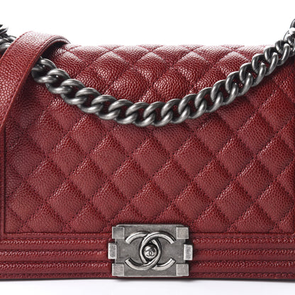 Chanel Caviar Quilted Medium Boy Flap Dark Red 14 of 15