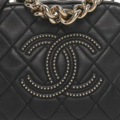 Chanel Lambskin Quilted Studded Quilted Vanity Case With Chain Black 8 of 10