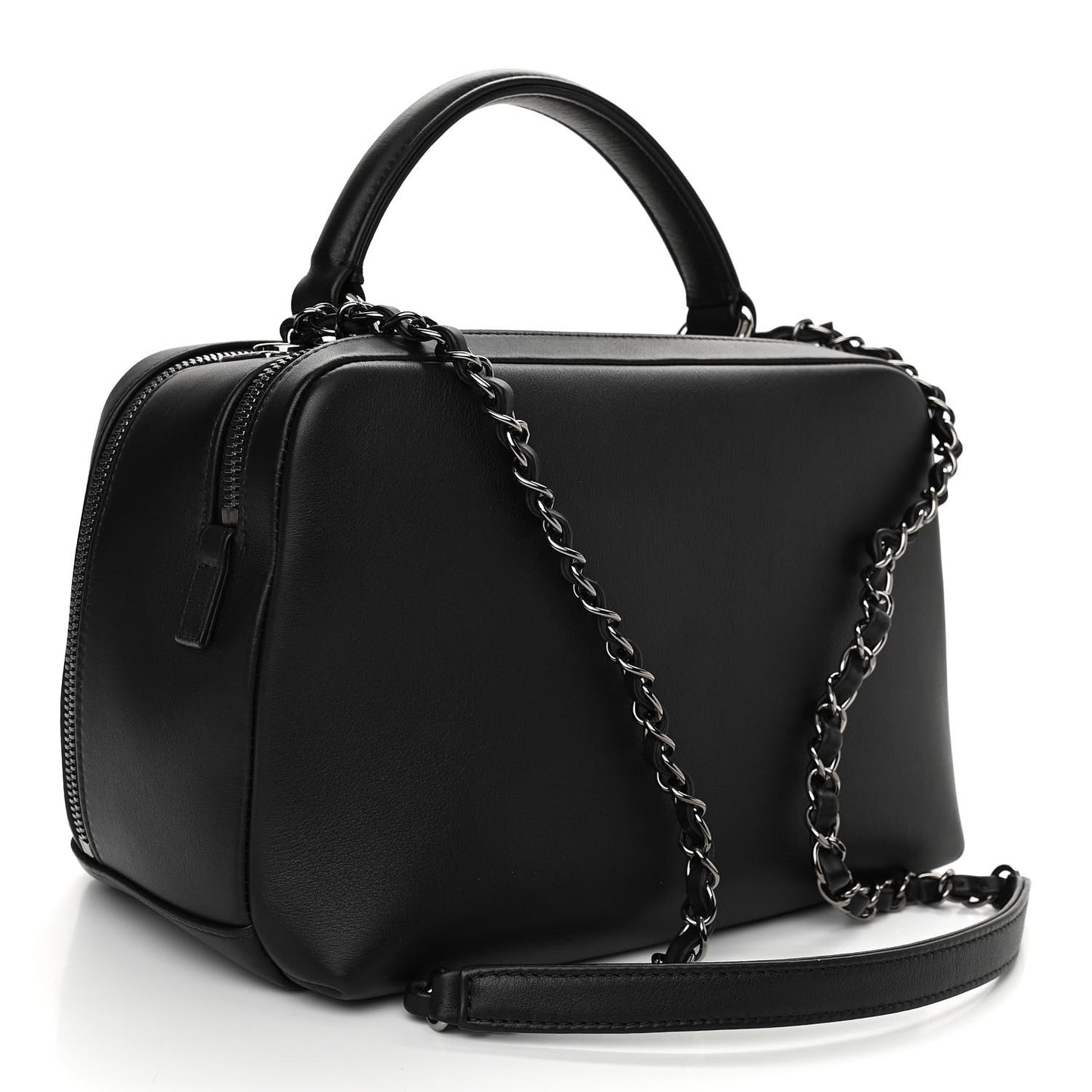 Calfskin Small Trendy CC Bowling Bag Black