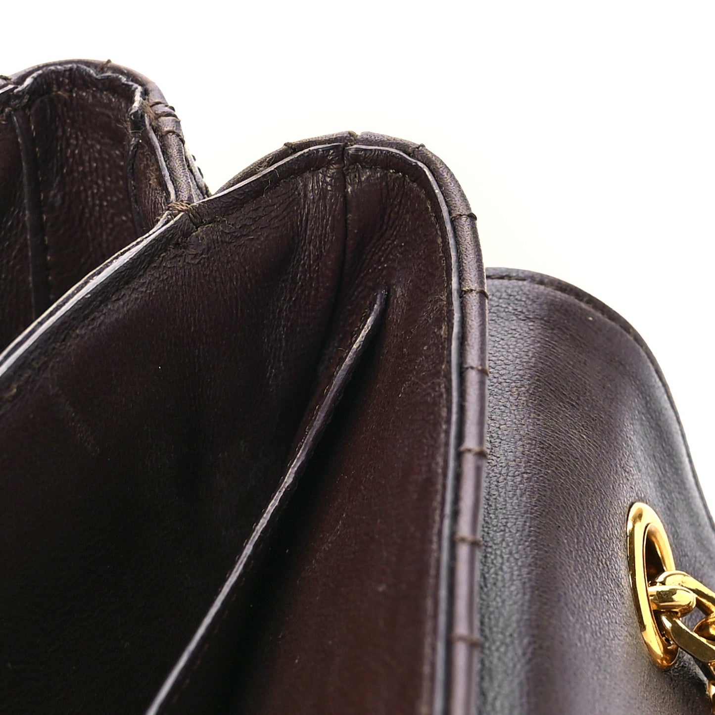 Calfskin Quilted Medium C Bag Dark Brown