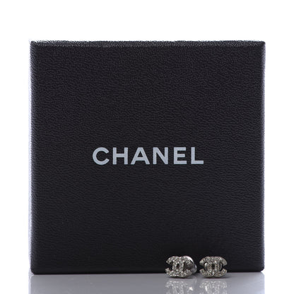 Chanel Crystal Mini Timeless CC Earrings Silver 5 of 5