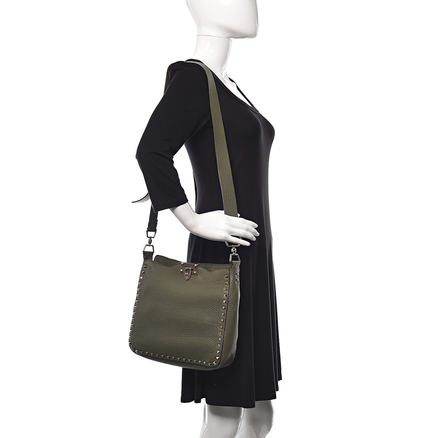 Pebbled Calfskin Small Rockstud Flip-Lock Messenger Bag Oasis