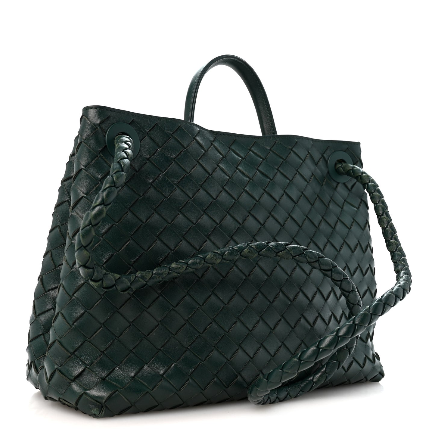 Nappa Intrecciato Medium Andiamo Shoulder Bag Emerald Green