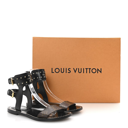 Louis Vuitton Calfskin Monogram Nomad Flat Sandals 36.5 Black 10 of 10
