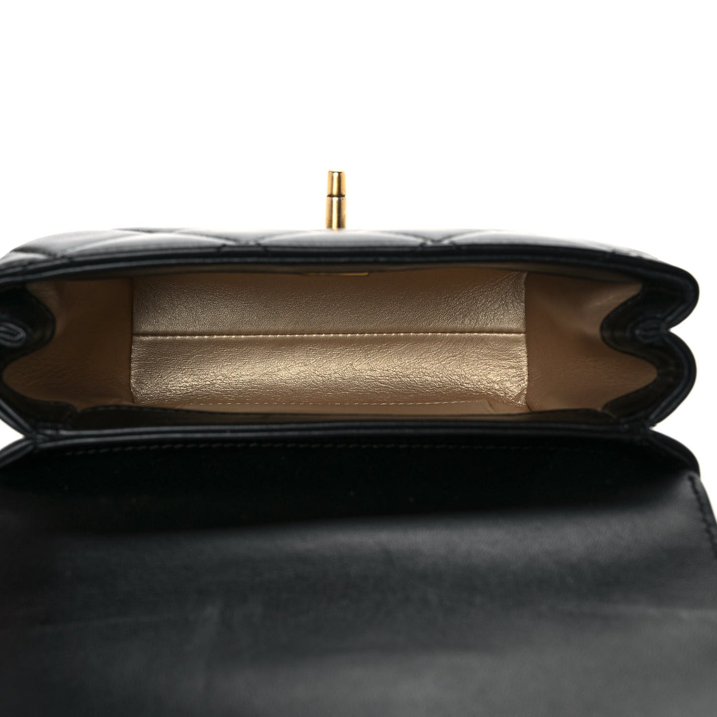 Lambskin Quilted Mini CC Crystal Logo Chain Flap Black