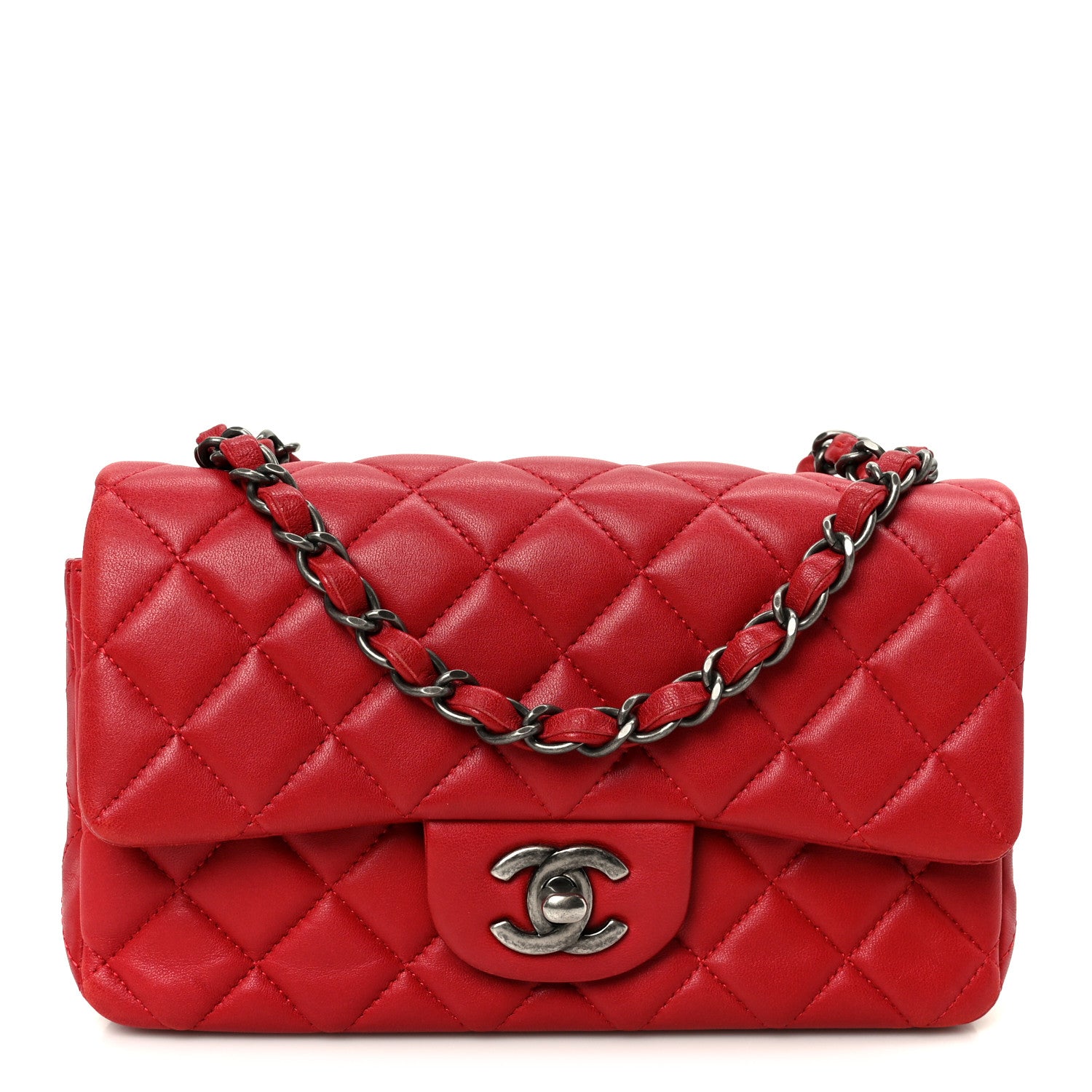 Chanel Lambskin Quilted Mini Rectangular Flap Red 1 of 11