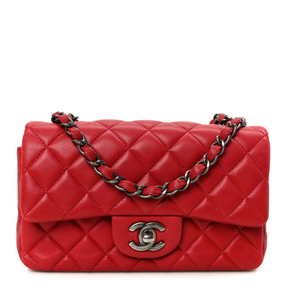 Chanel Lambskin Quilted Mini Rectangular Flap Red 1 of 11
