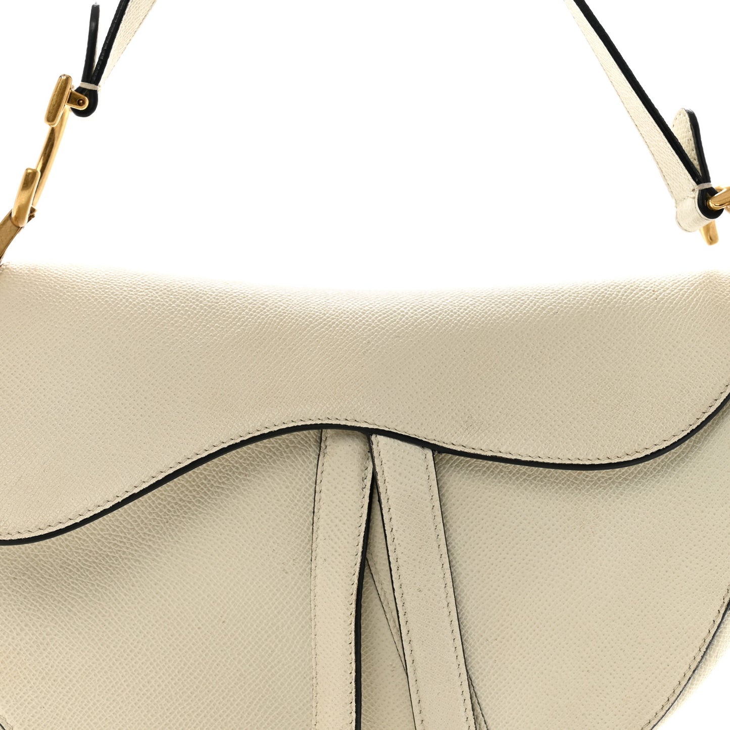 Grained Calfskin Saddle Bag White