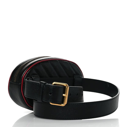 Gucci Azalea Calfskin Matelasse Diagonal Torchon GG Marmont Belt Bag 85 34 Black Romantic Cerise 3 of 10