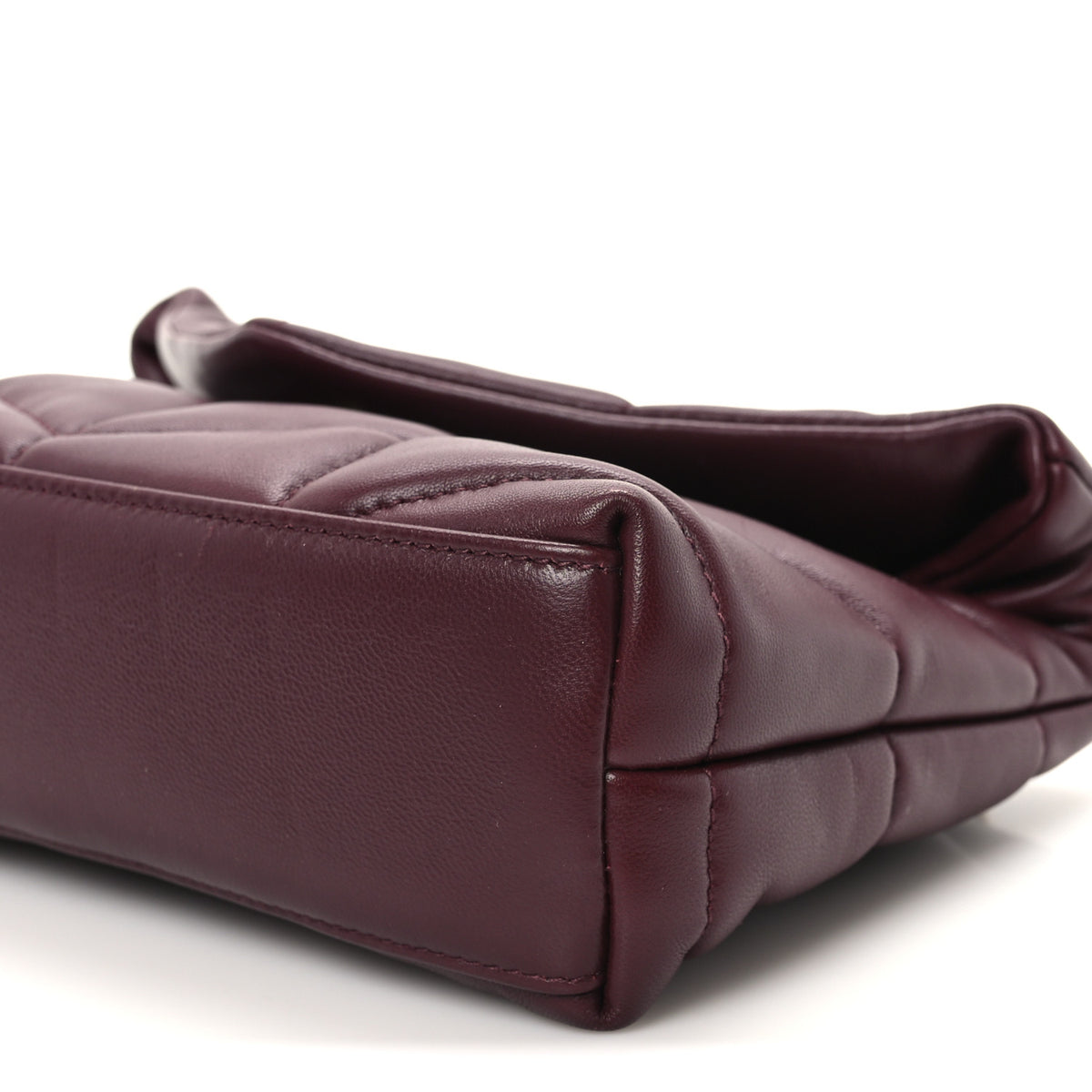 Saint Laurent Lambskin Quilted Toy Loulou Puffer Monogram Chain Satchel Rouge Cabernet 10 of 10