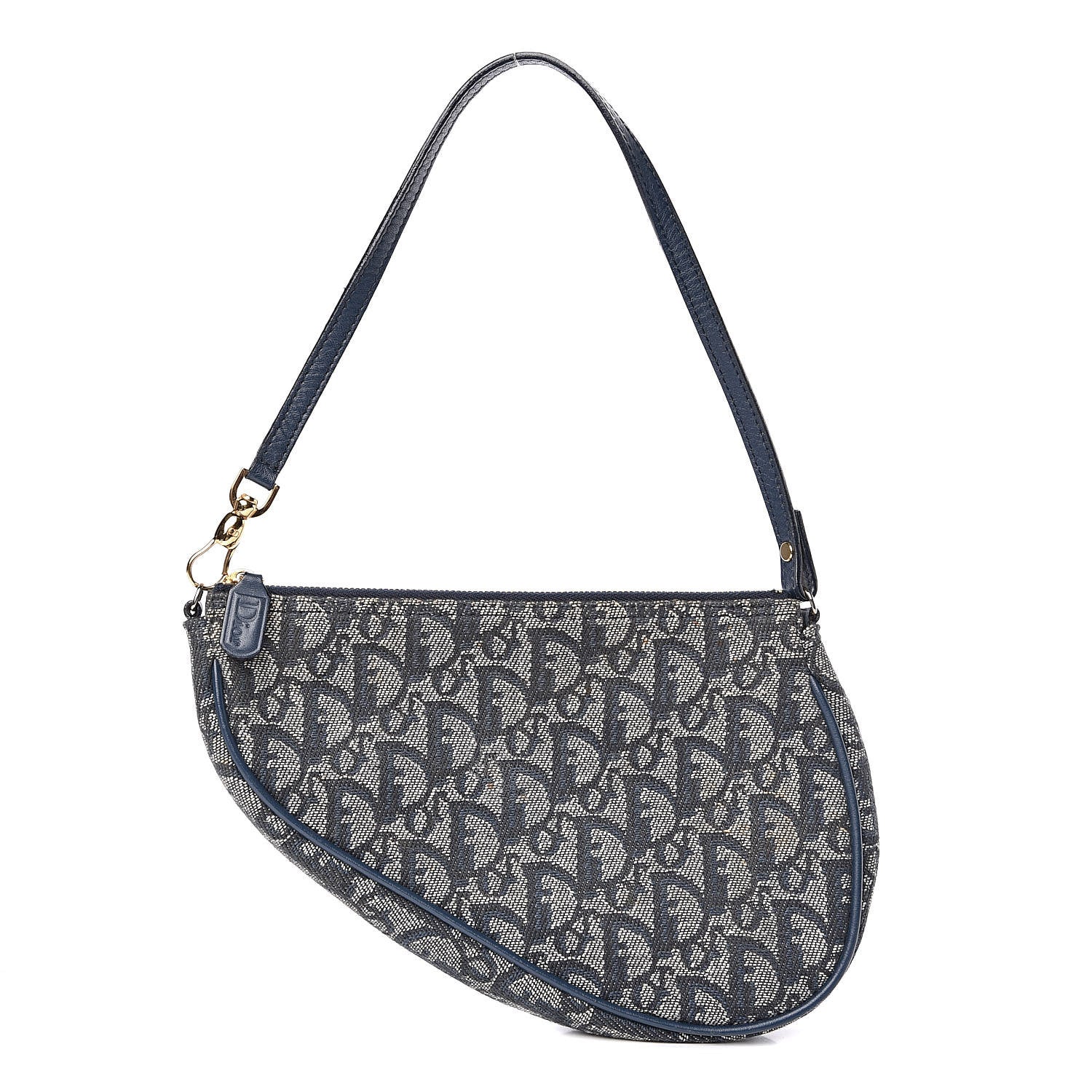 Christian Dior Monogram Mini Saddle Pochette Navy 3 of 13