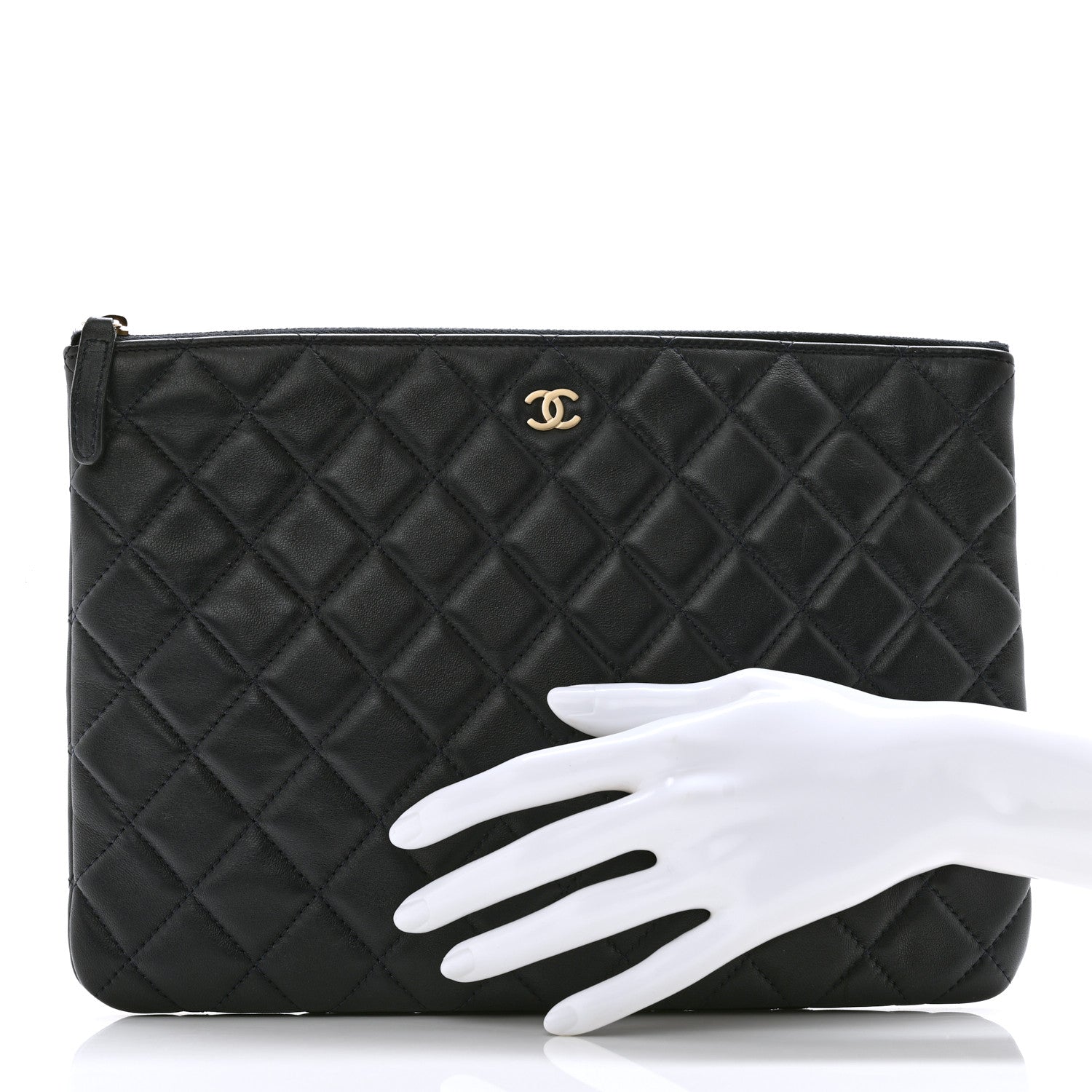 Chanel Lambskin Quilted Medium Cosmetic Case Navy Blue 2 of 9