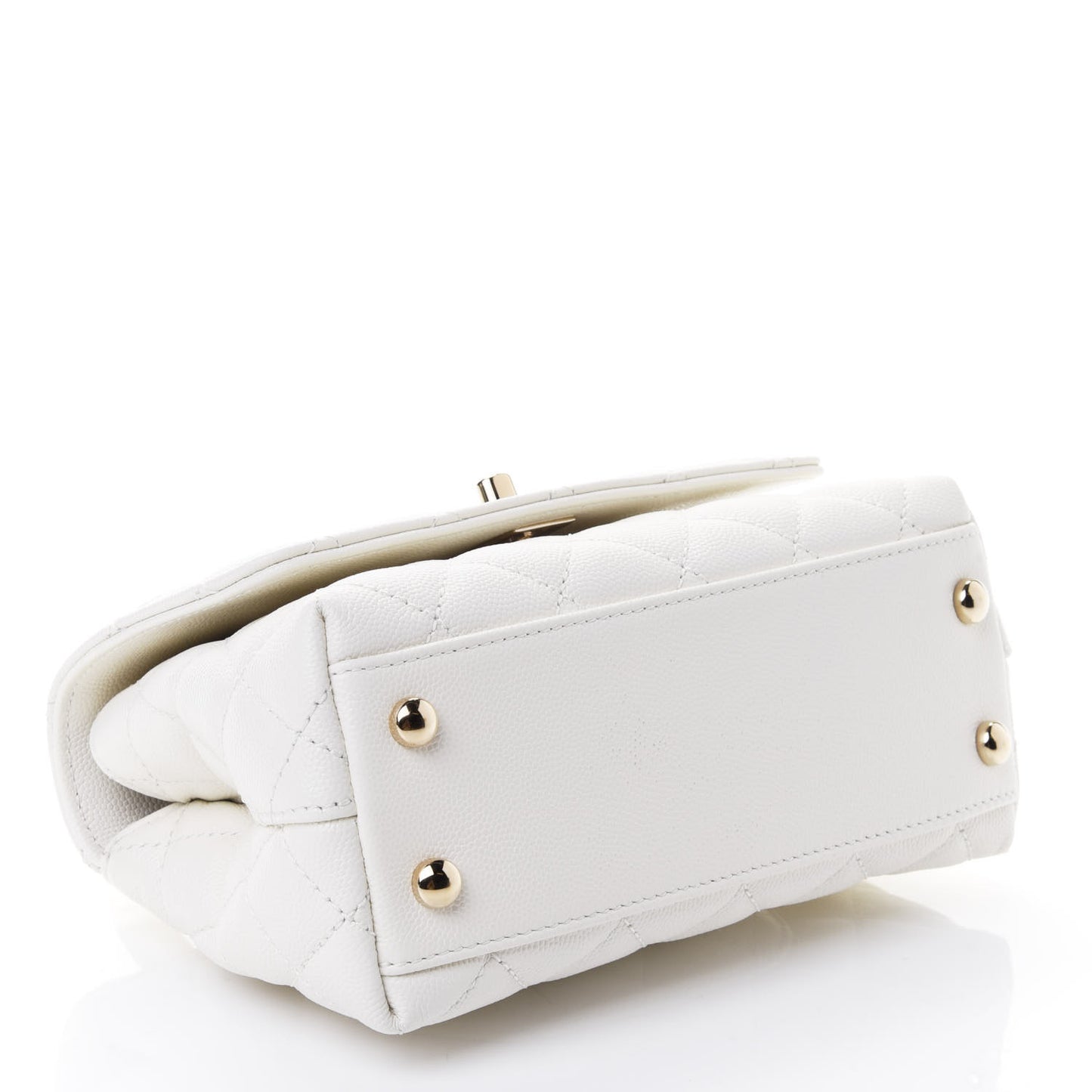 Caviar Quilted Extra Mini Coco Handle Flap White