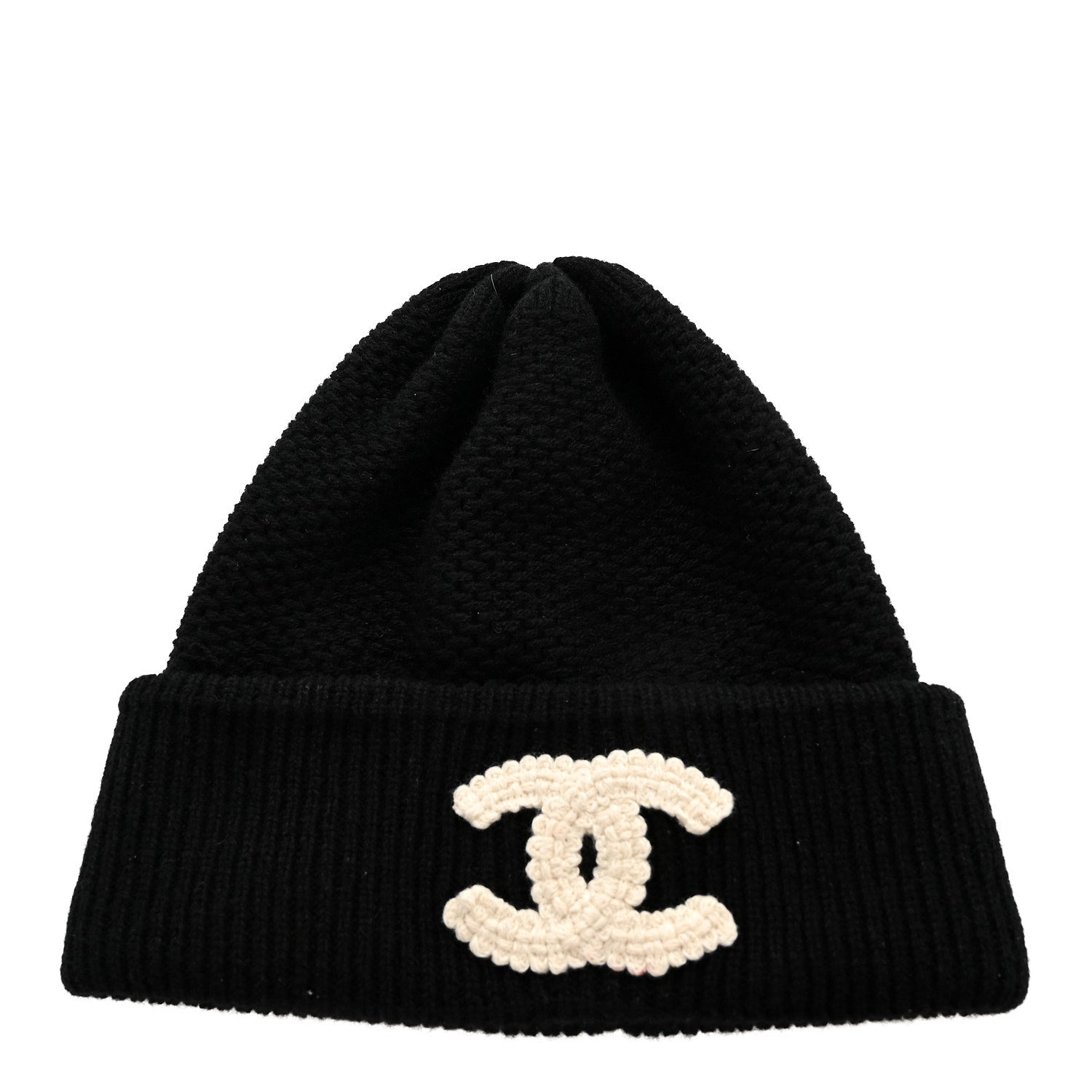 Chanel Cashmere CC Logo Beanie Hat Black Black 1 of 4
