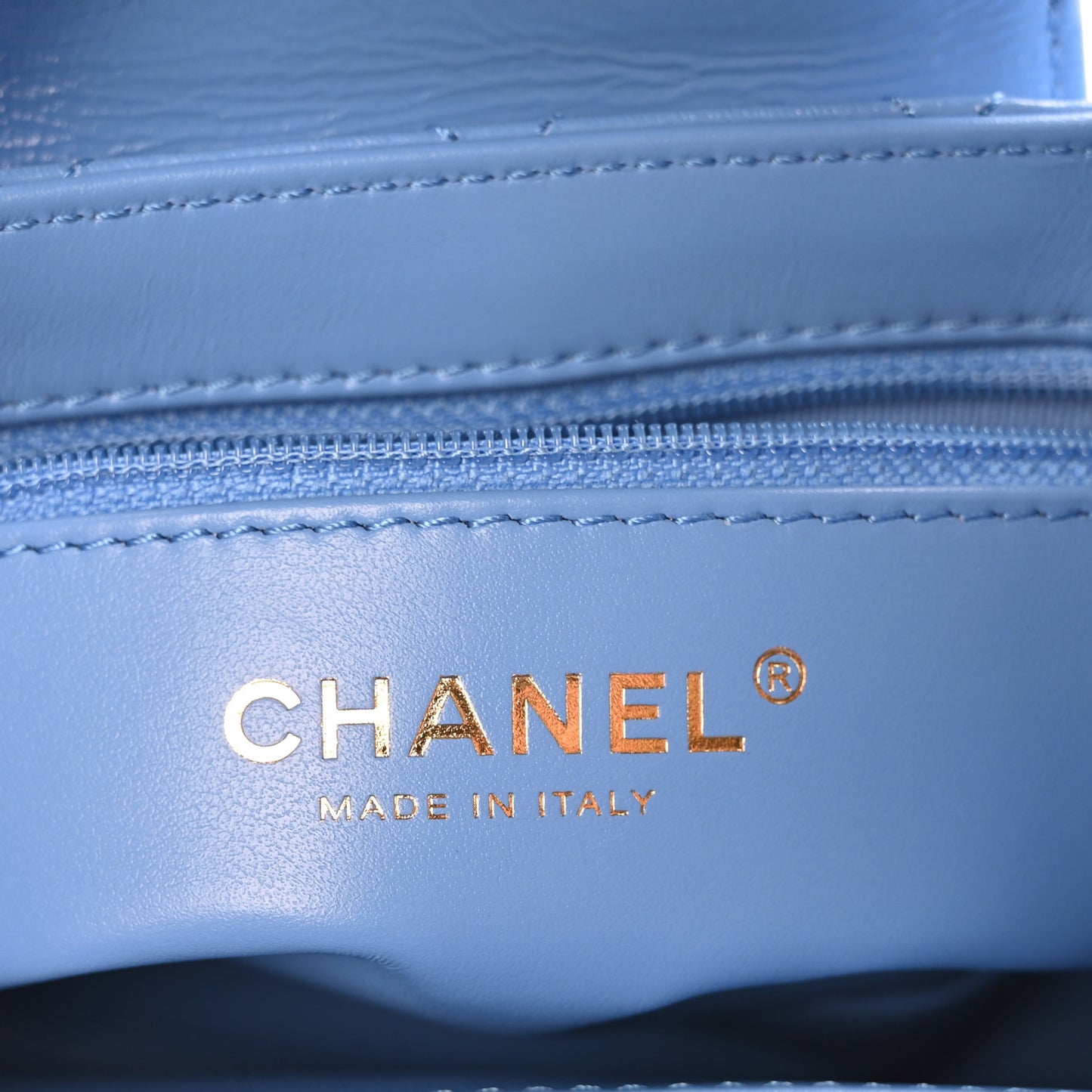Shiny Aged Calfskin Quilted Nano Kelly Shopper Blue