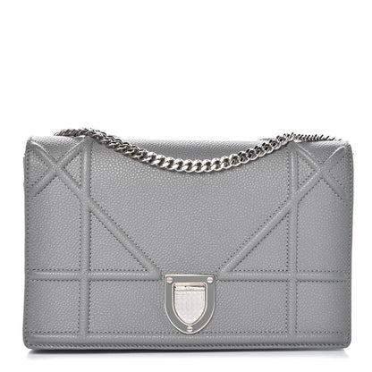 Christian Dior Grained Calfskin Diorama Wallet on Chain Pouch Gris 1 of 9