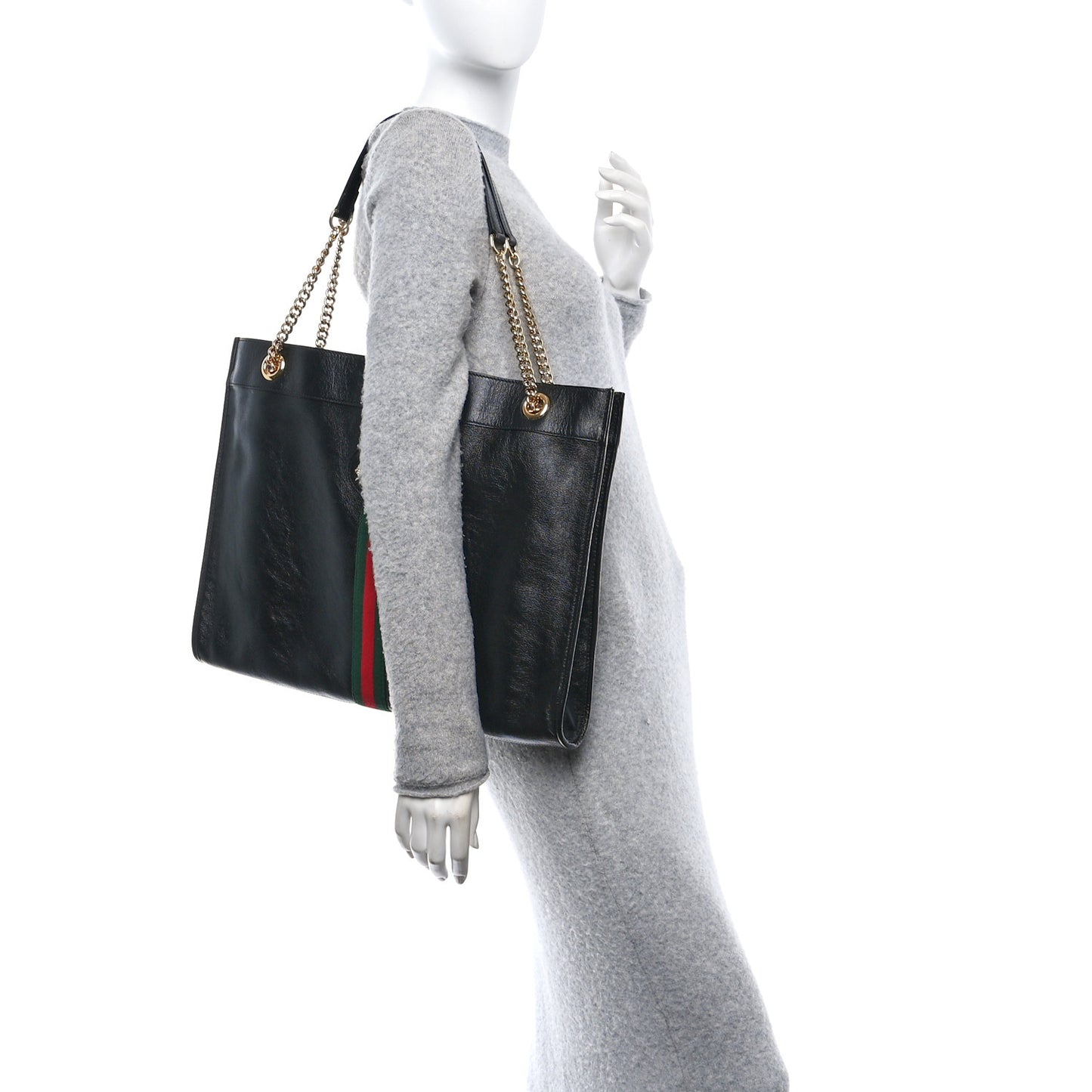 Calfskin Large Rajah Chain Tote Black