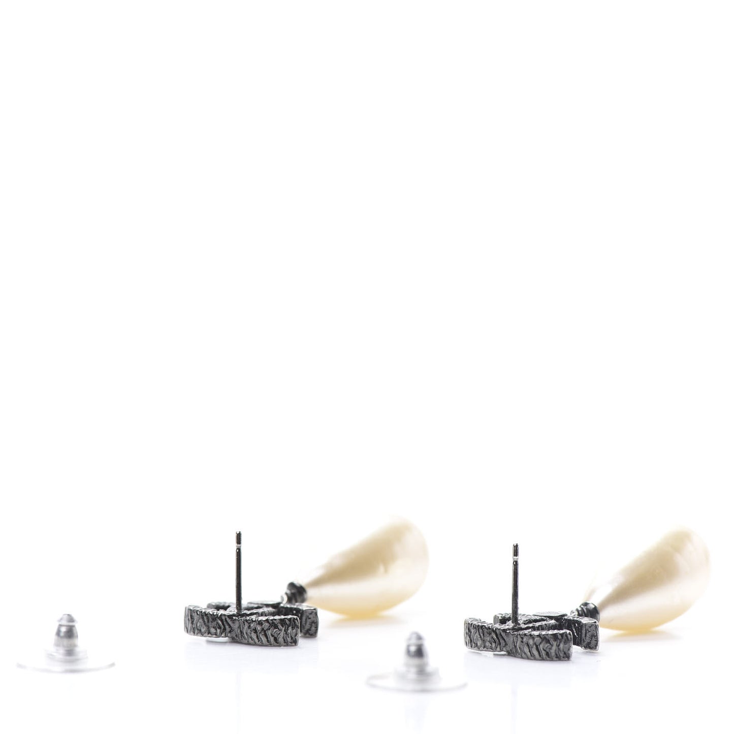 Ruthenium CC Pearl Drop Earrings