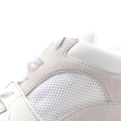 Chanel Suede Calfskin Fabric CC Sneakers 41 White Grey 10 of 14