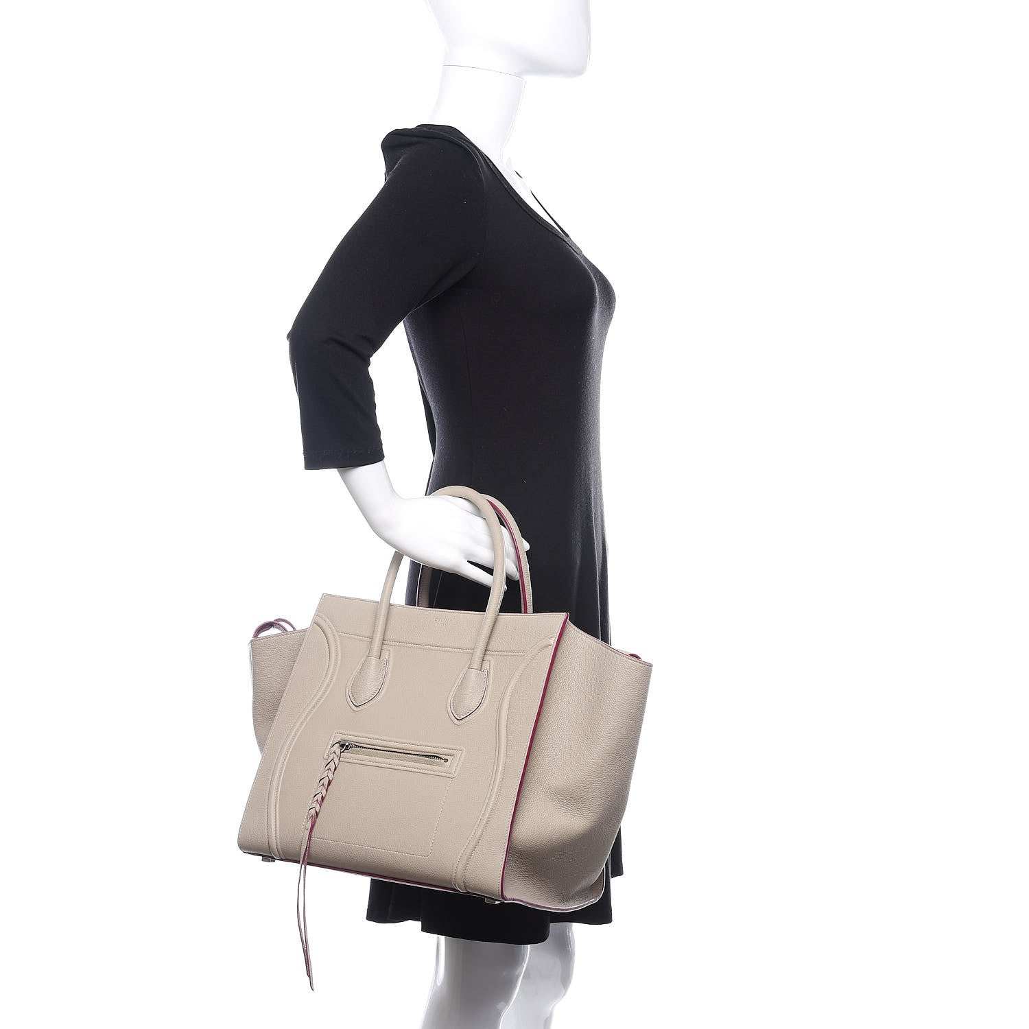 Celine Baby Grained Calfskin Medium Phantom Luggage Beige 2 of 10