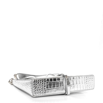 Givenchy Metallic Calfskin Croc Embossed Small Cut Out Shoulder Bag Silver 4 of 10