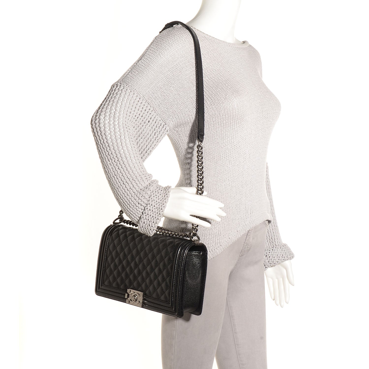 Chanel Caviar Quilted New Medium Boy Flap Black 2 of 10