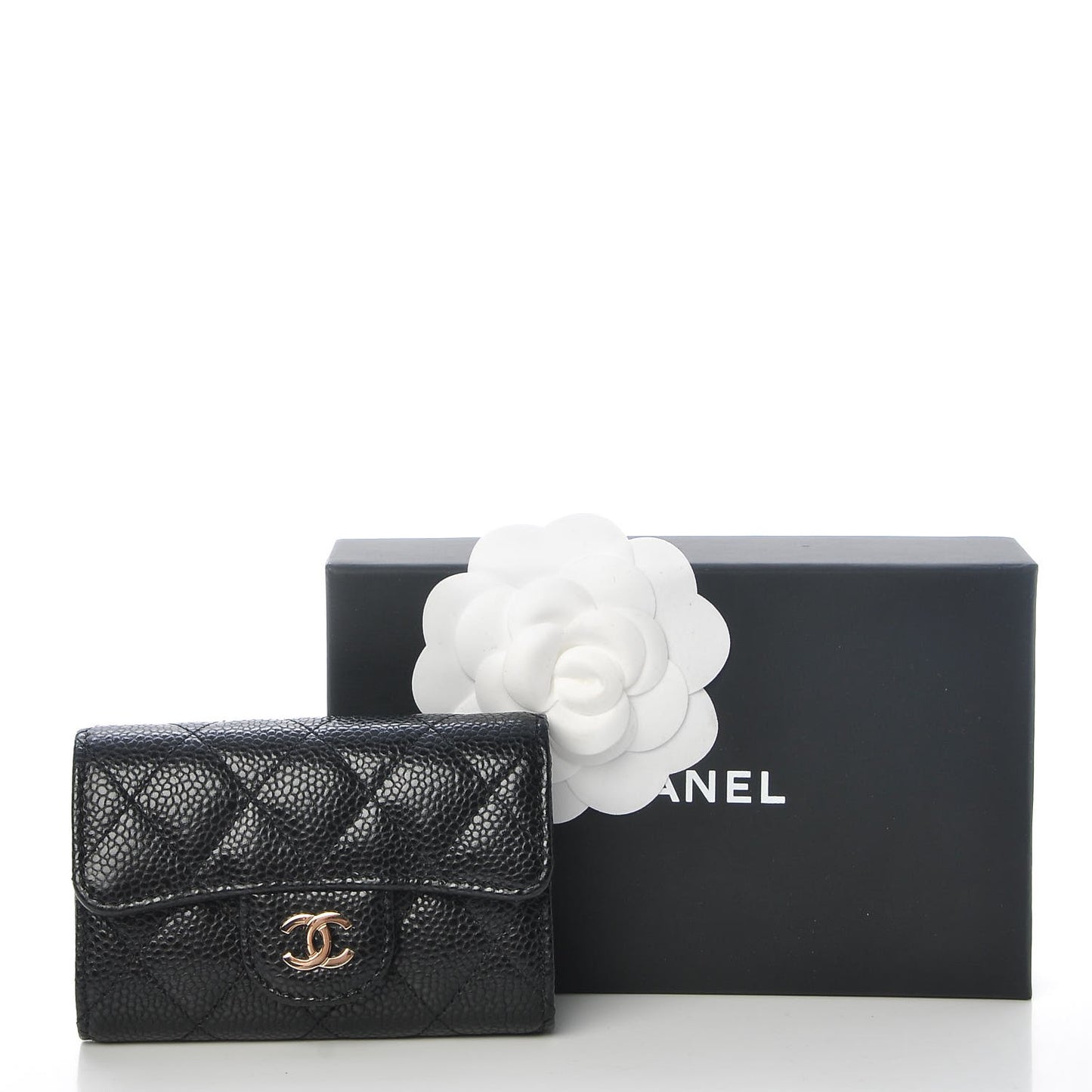 Caviar Quilted 4 Key Holder Black