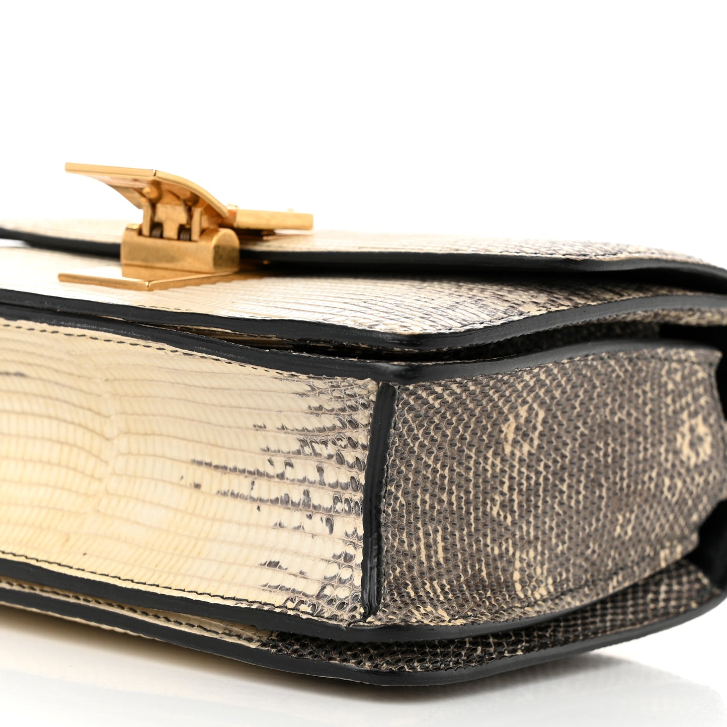 Lizard Medium Classic Box Flap Bag Natural