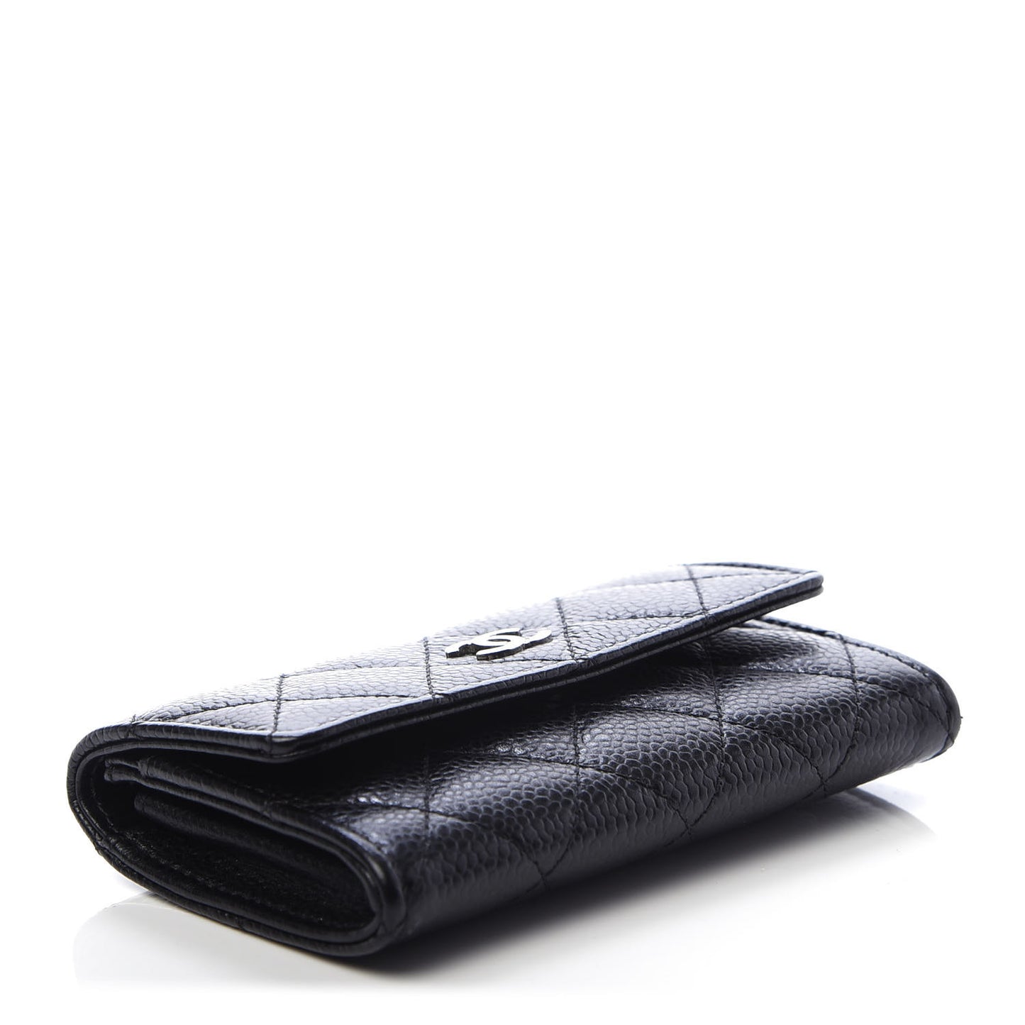 Caviar Quilted Flap Card Holder Black