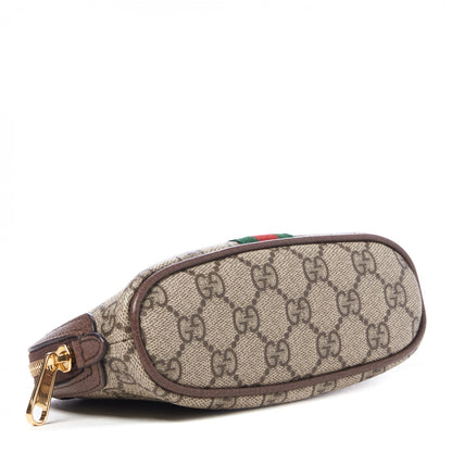 Gucci GG Supreme Monogram Textured Calfskin Web Medium Ophidia Cosmetic Case Beige Ebony New Acero 3 of 9