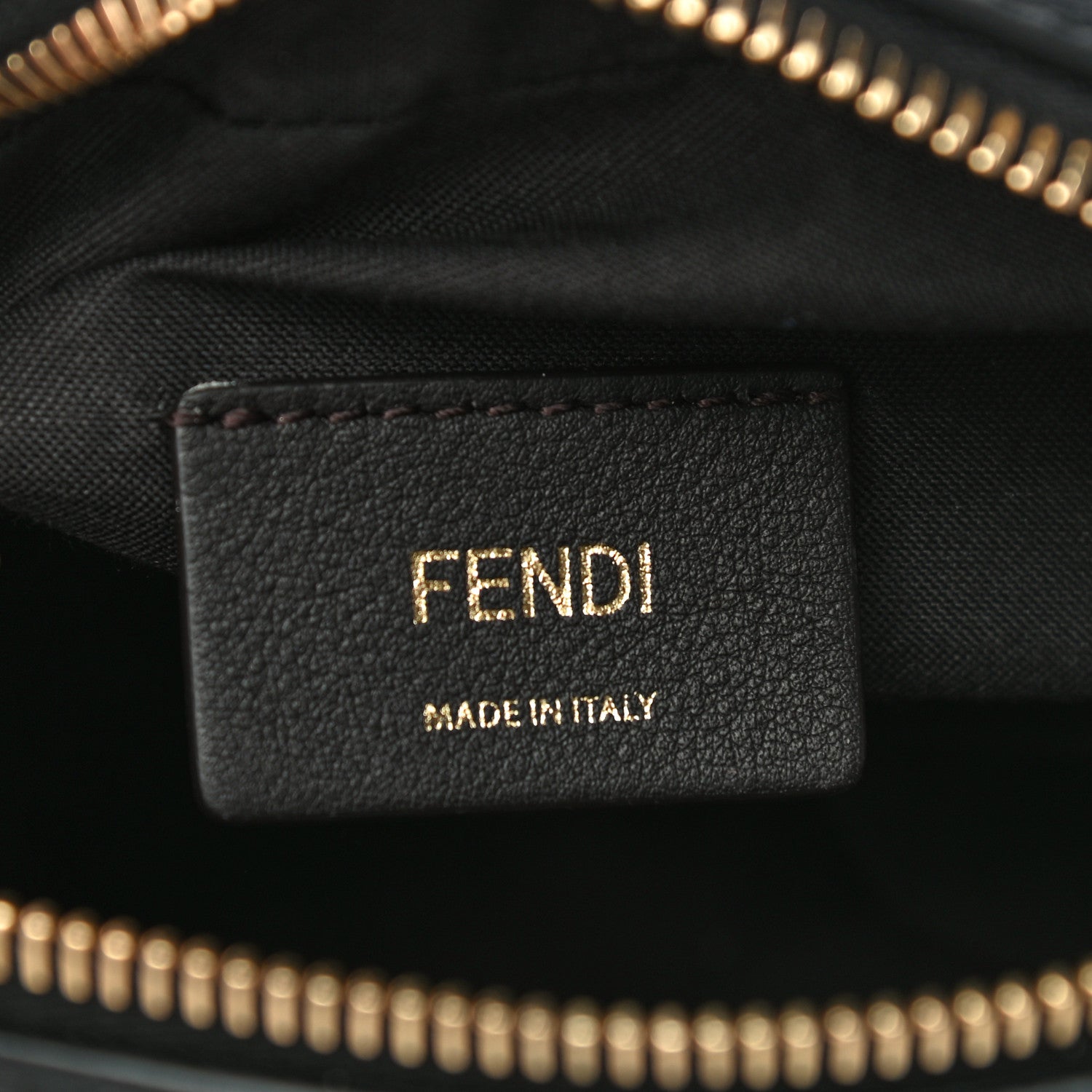 Fendi Glazed Fabric Vitello Century FF 1974 Stamp Patch Mini Camera Case Mogano Panna Black 6 of 11