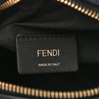 Fendi Glazed Fabric Vitello Century FF 1974 Stamp Patch Mini Camera Case Mogano Panna Black 6 of 11