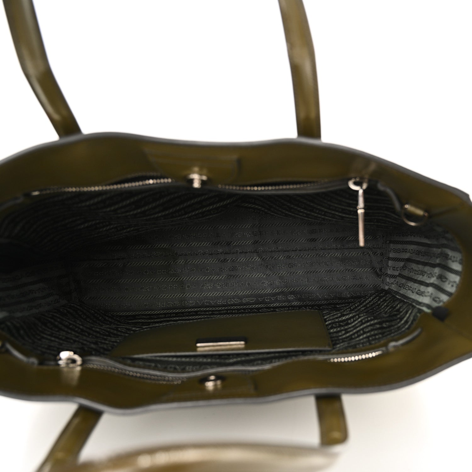 Prada Saffiano Vernice Shopping Tote Militare 5 of 9