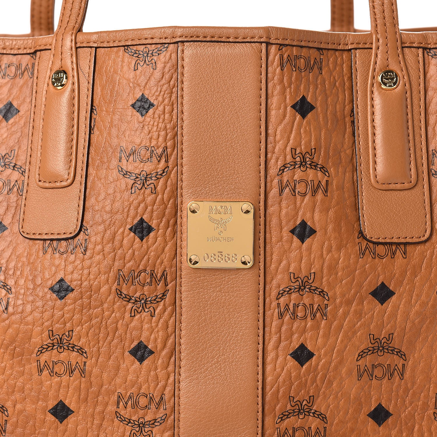 MCM Visetos Medium Liz Reversible Shopper Tote Cognac 16 of 16