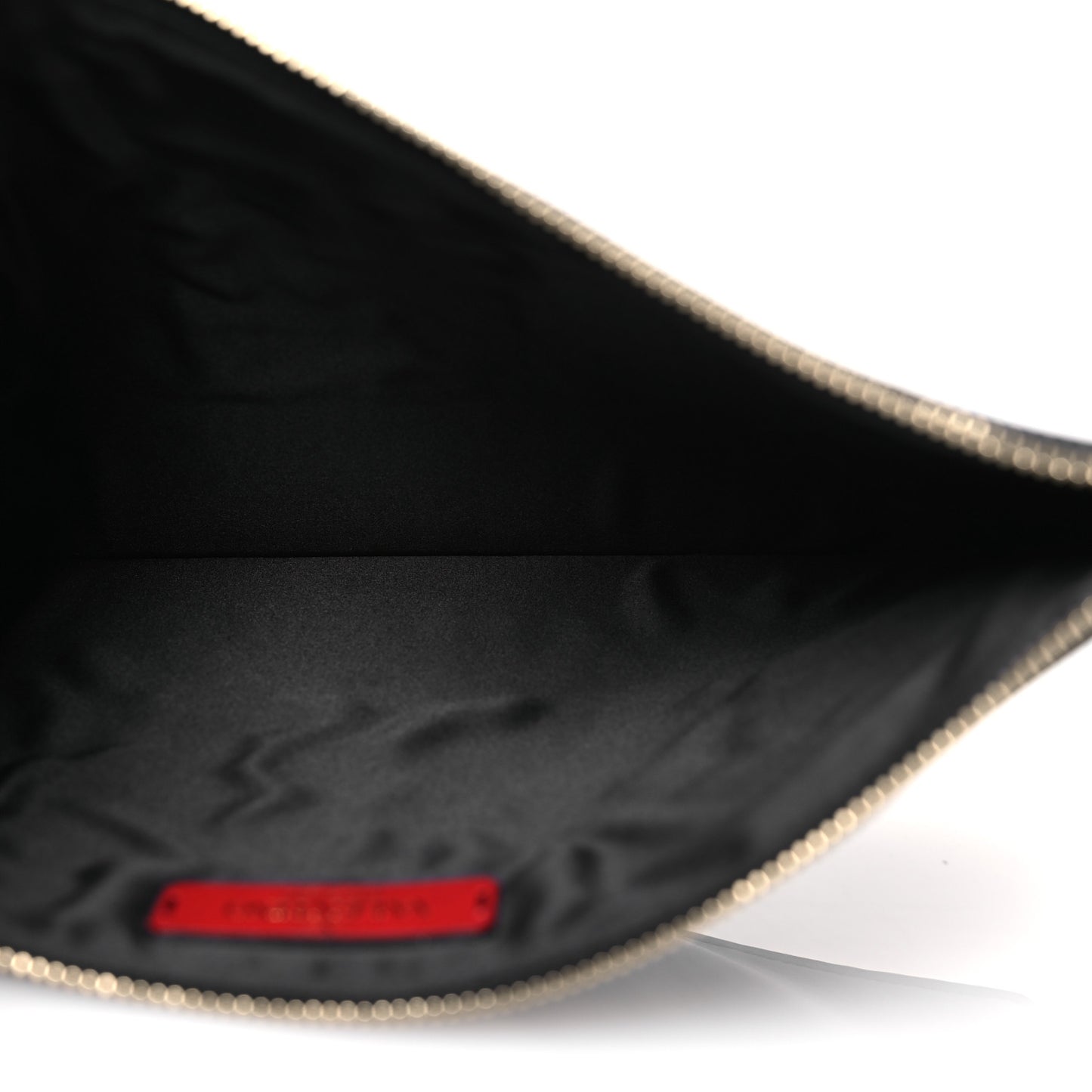 Calfskin VLTN Large Flat Zip Pouch Black