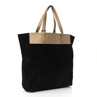 Saint Laurent Calfskin Suede North South Reversible Shopping Tote Beige Black 5 of 17