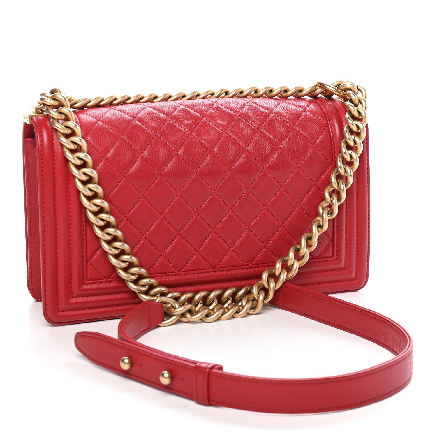 Chanel Caviar Quilted Medium Boy Flap Red 2 of 10