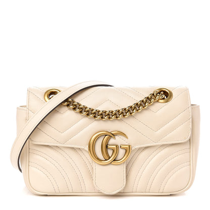 Gucci Calfskin Matelasse Mini GG Marmont Shoulder Bag White 1 of 14