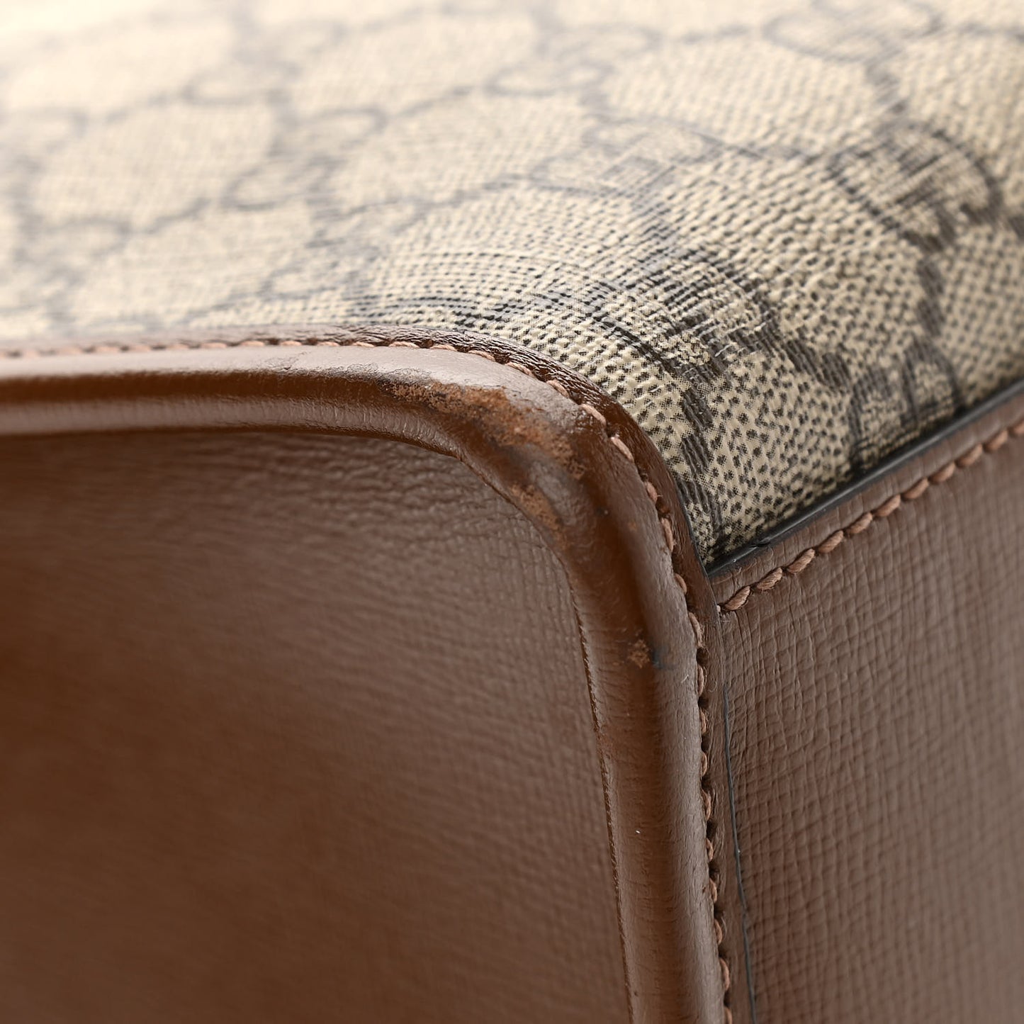 GG Supreme Monogram Azalea Calfskin Small Retro Interlocking G Tote Bag Beige Ebony Brown Sugar